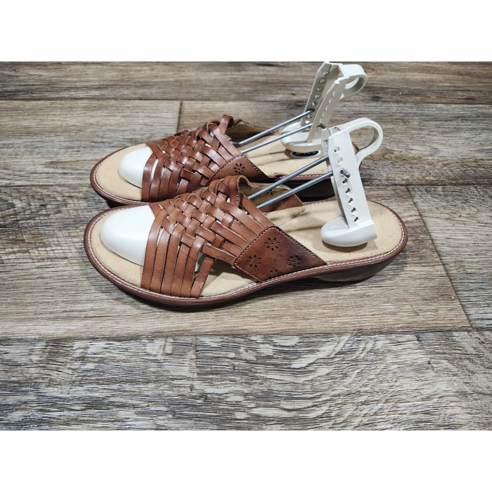 Dr Scholls Advanced Comfort Sandals Women's Size 8 Brown Leather Woven NWOT